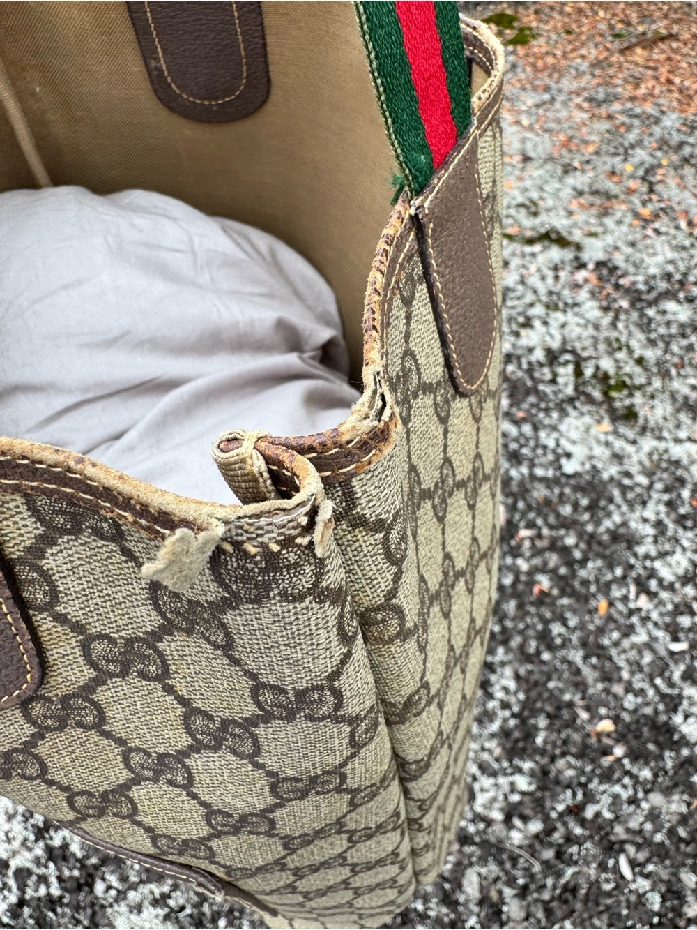 Gucci Vintage GG Supreme Web Stripe Tote Project Rehab Bag - Picture 6 of 17